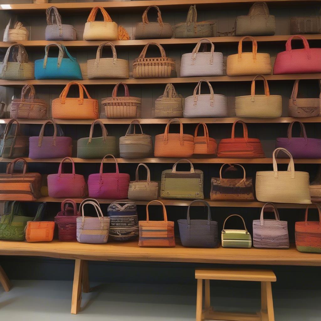 Traditional Irish Woven Bags Displayed at a Craft Fair