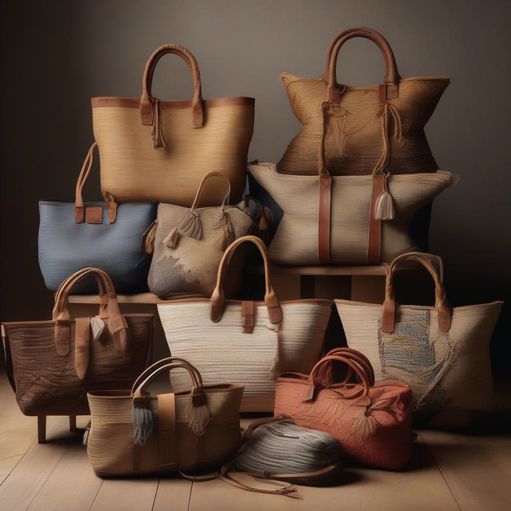 Variety of Italian Woven Bags: Straw and Leather