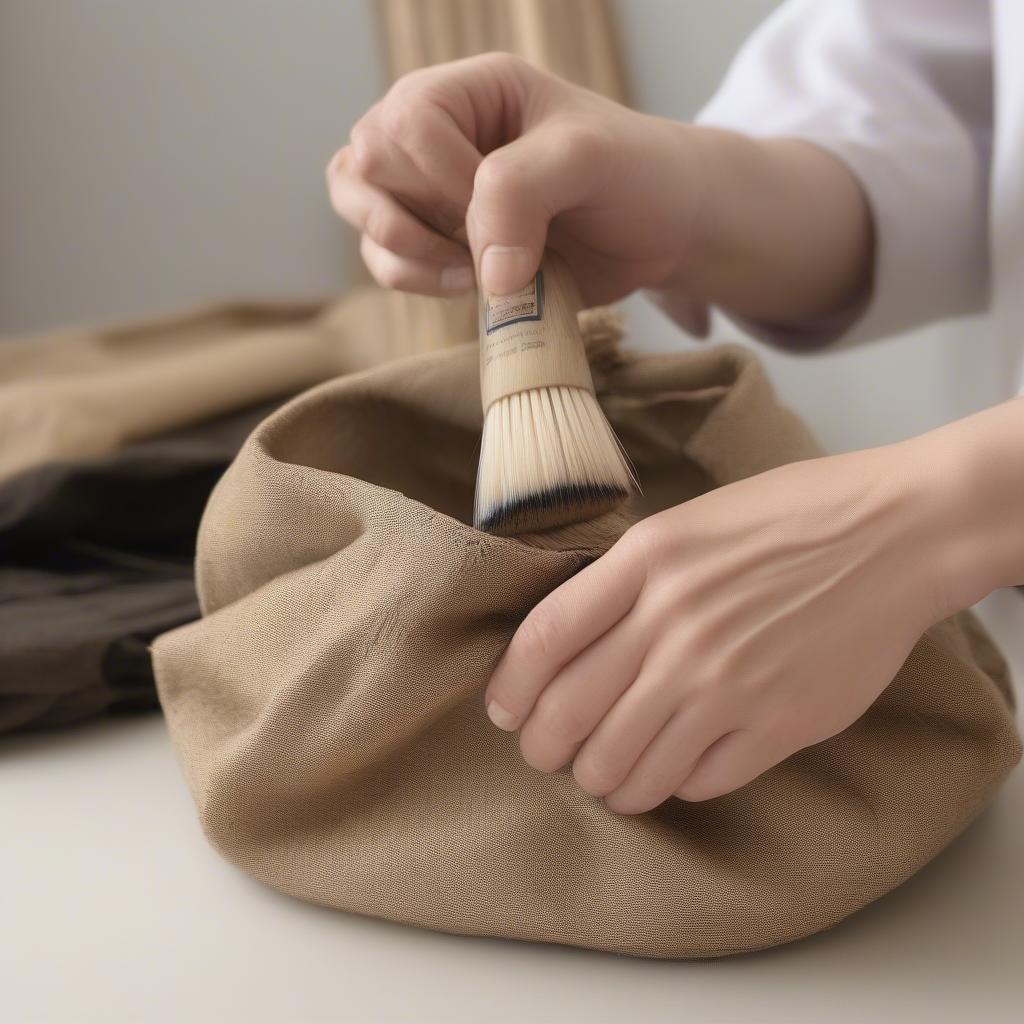 Cleaning and storing a Japanese woven bag.