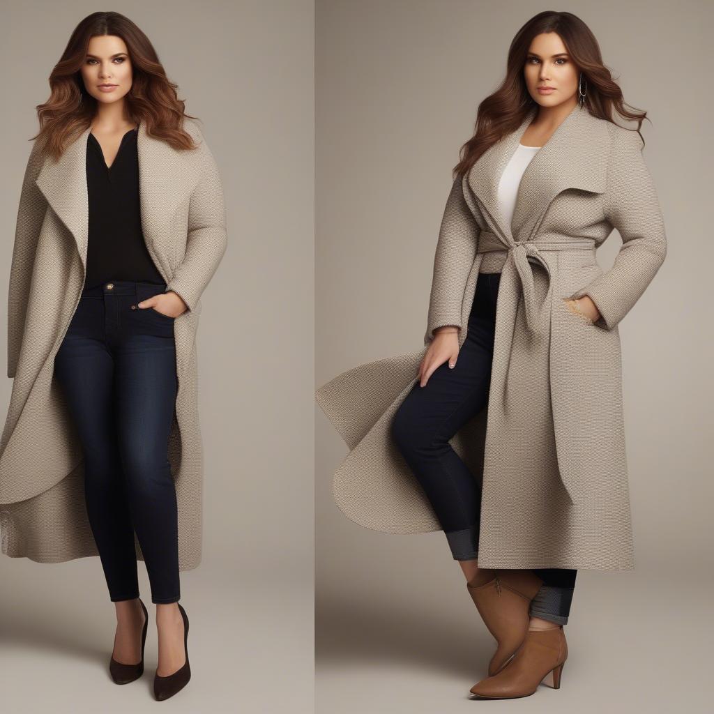 Jessica Simpson Basket Weave Wrap Coat Styling Options