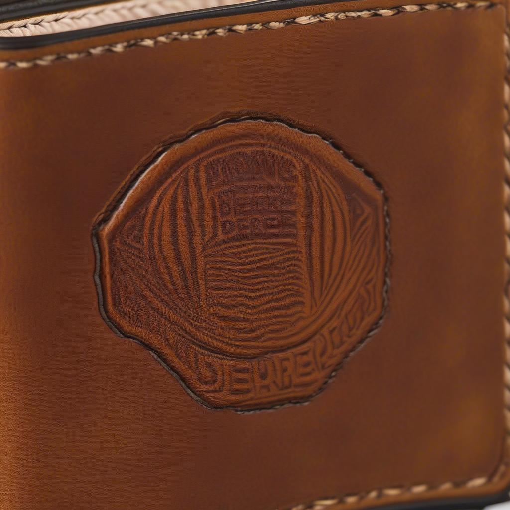 Close-up of a John Deere Basket Weave Wallet