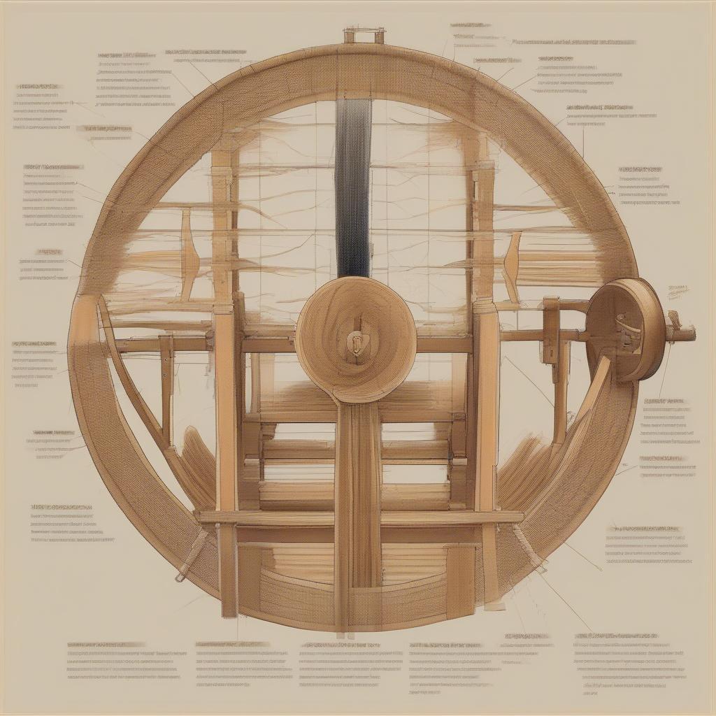 Jute Bag Weaving Machine Mechanics: A detailed diagram showcasing the internal components and working mechanism of a circular loom used for jute bag production.