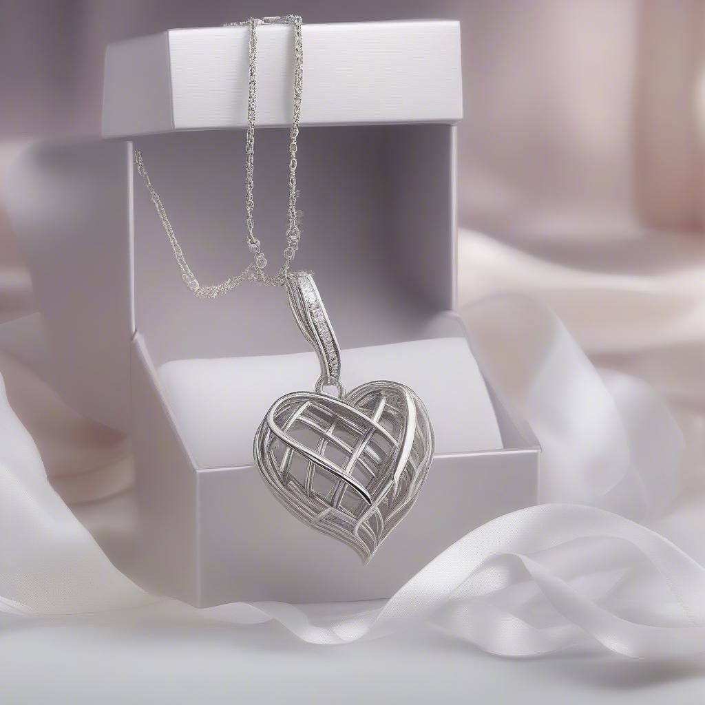 A Kay Jewelers Basket Weave Heart Necklace presented in a gift box, ready for gifting.