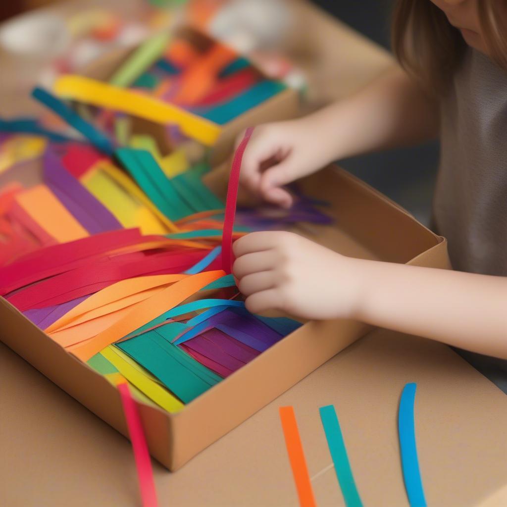 Child Using Basket Weave Template