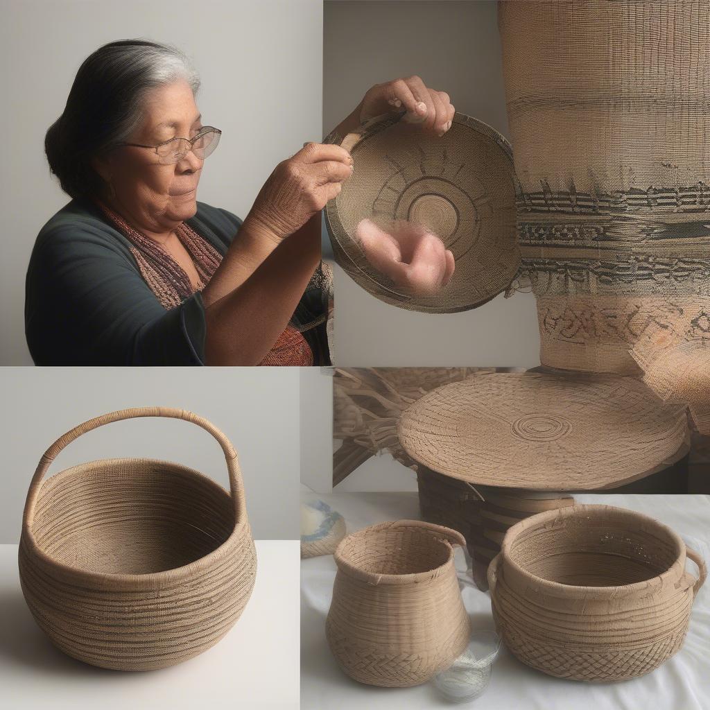 Kitty Johnson Demonstrating Her Unique Basket Weaving Techniques