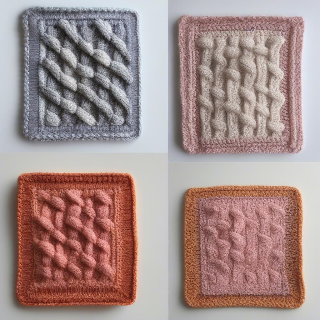 Variations on the Knit Basket Weave Mug Rug Design