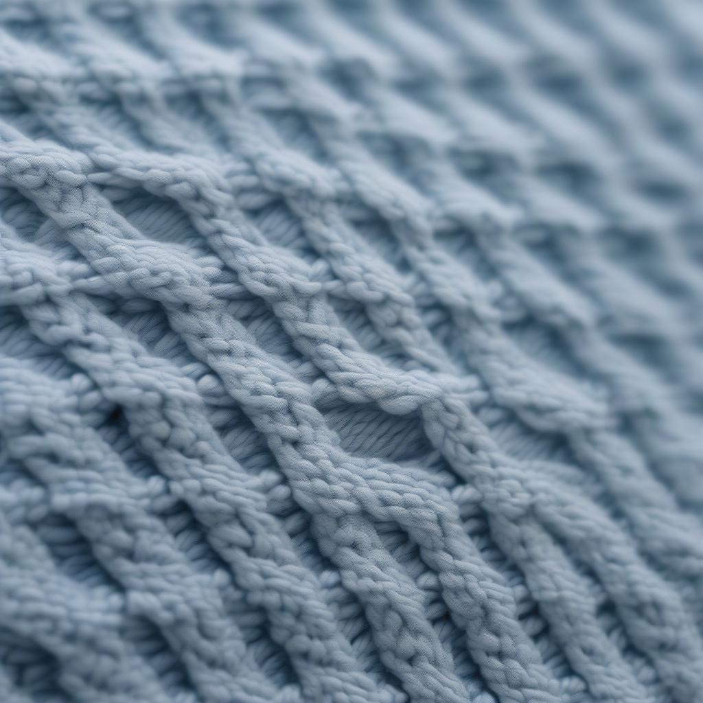 Close-up view of the knitted basket weave stitch