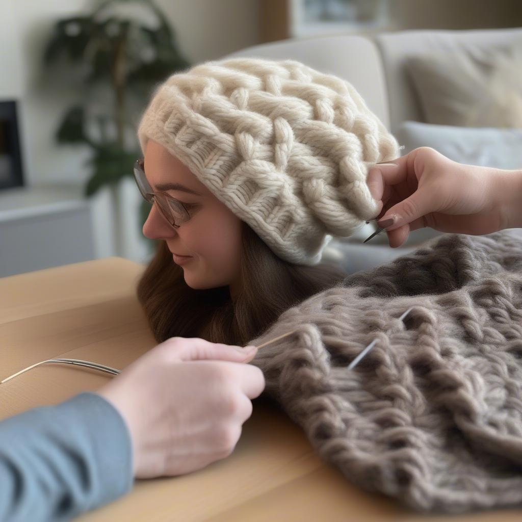 Knitting a Basket Weave Beanie