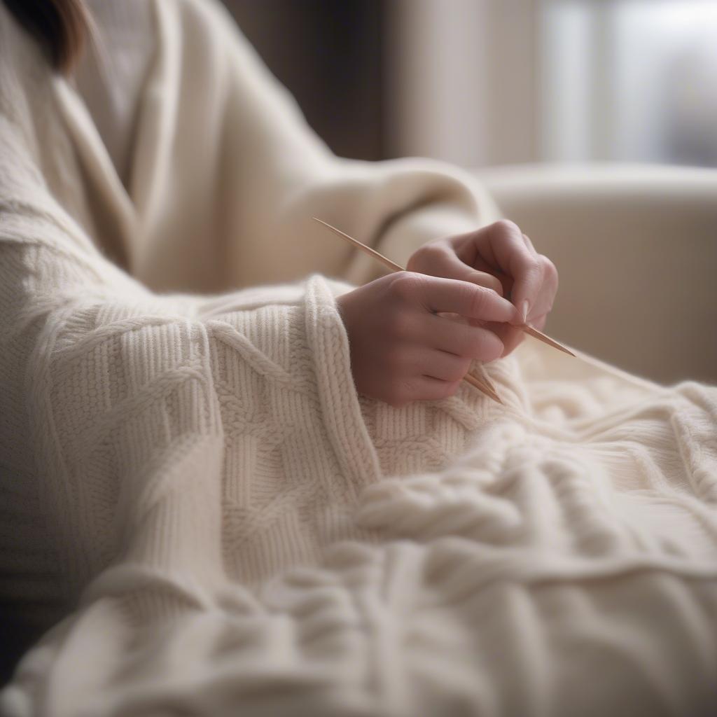 Knitting a basket weave pattern for a lap blanket