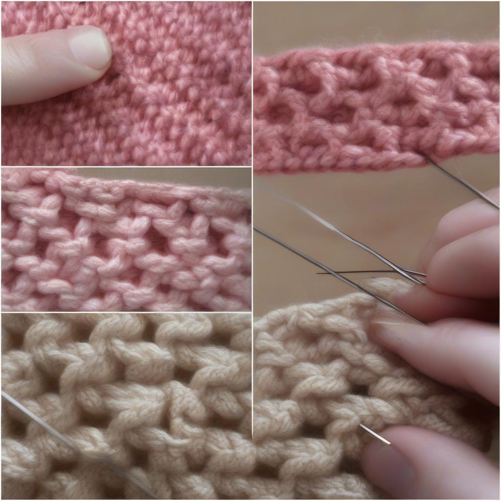 Step-by-step tutorial demonstrating the basket weave knitting stitch.