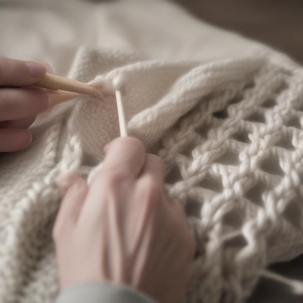 Knitting a scarf using the stockinette basket weave stitch