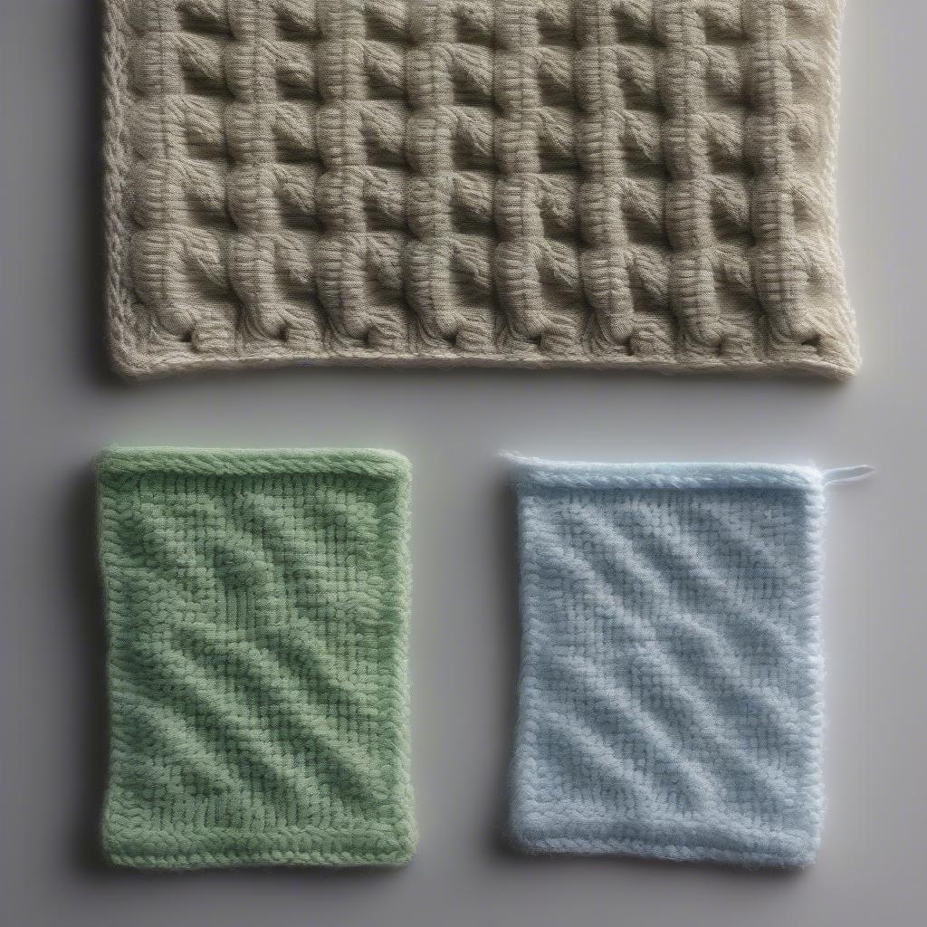 Comparison of knitted and crocheted basket weave swatches