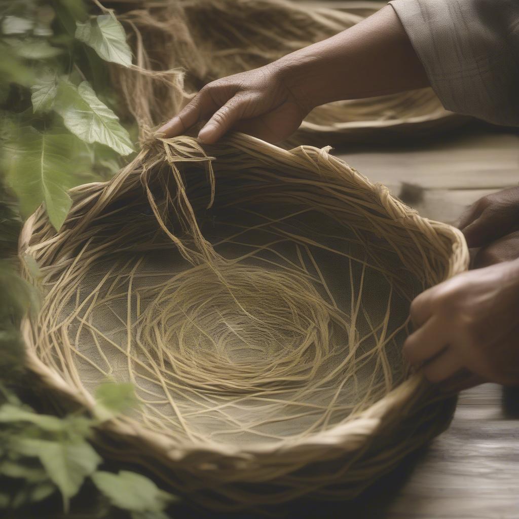 Shaping a Kudzu Basket Using a Mold