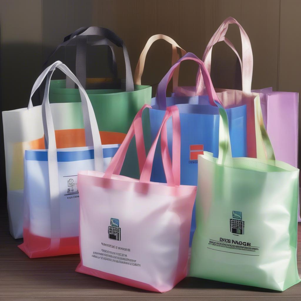 Laminated polypropylene woven bags in various sizes and colors.