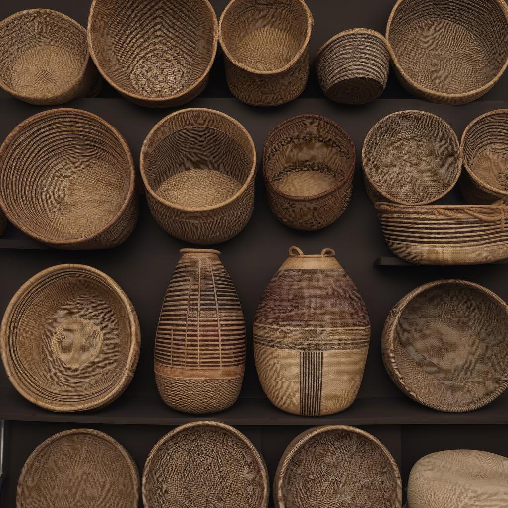 Large Ghanaian Baskets Showcasing Intricate Weaving Patterns