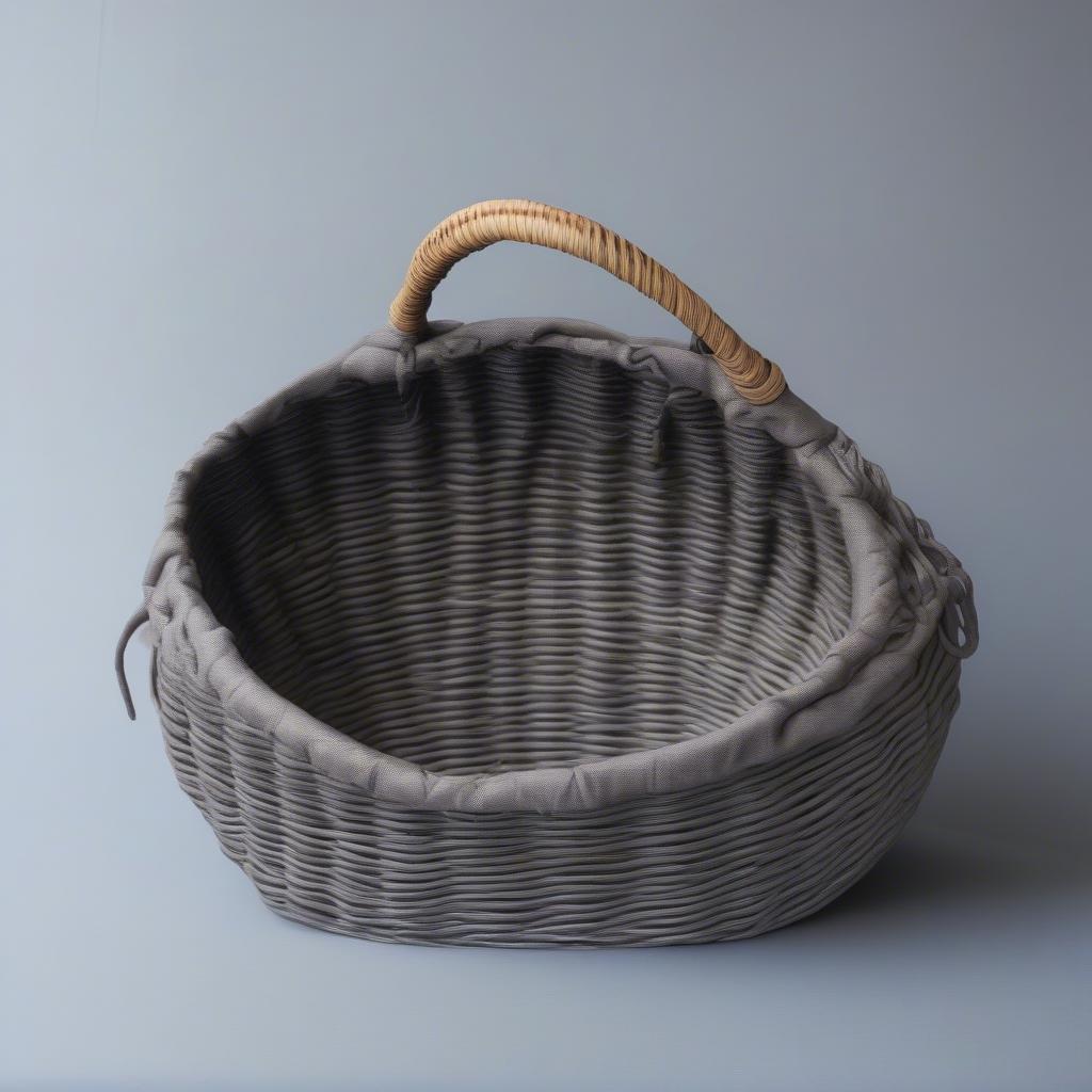 Close-up of the large lined basket gray weave Threshold, highlighting the texture and weave of the material. The image showcases the gray color and the lining of the basket.