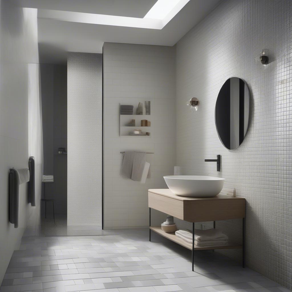 Laufen Basket Weave Tile in a Modern Bathroom