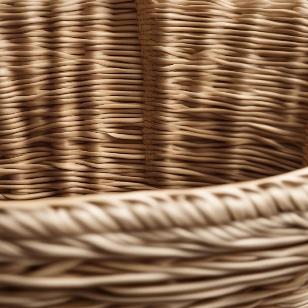 Close-up view of a Le Panier Soleil woven straw tote bag showing its intricate weave and natural color.