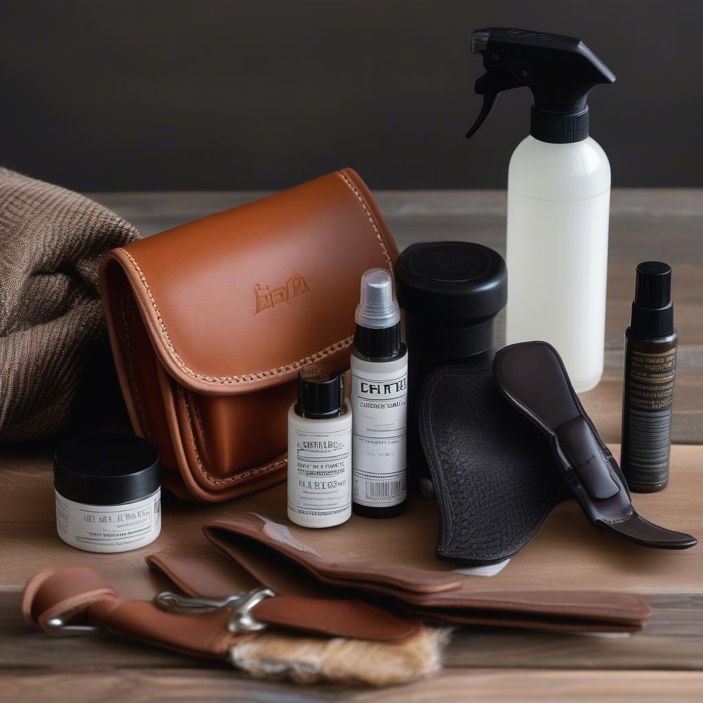 Leather care products for cleaning and conditioning a holster