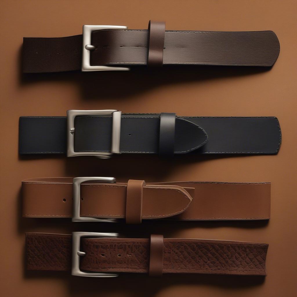 Comparison of full-grain, top-grain, and genuine leather used in brown basket weave belts