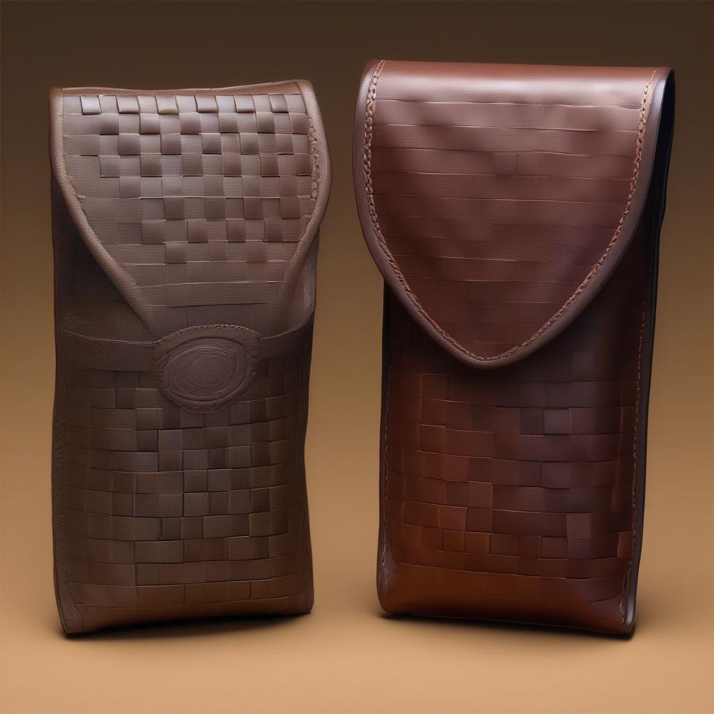 Comparison of leather and nylon basket weave magazine pouches