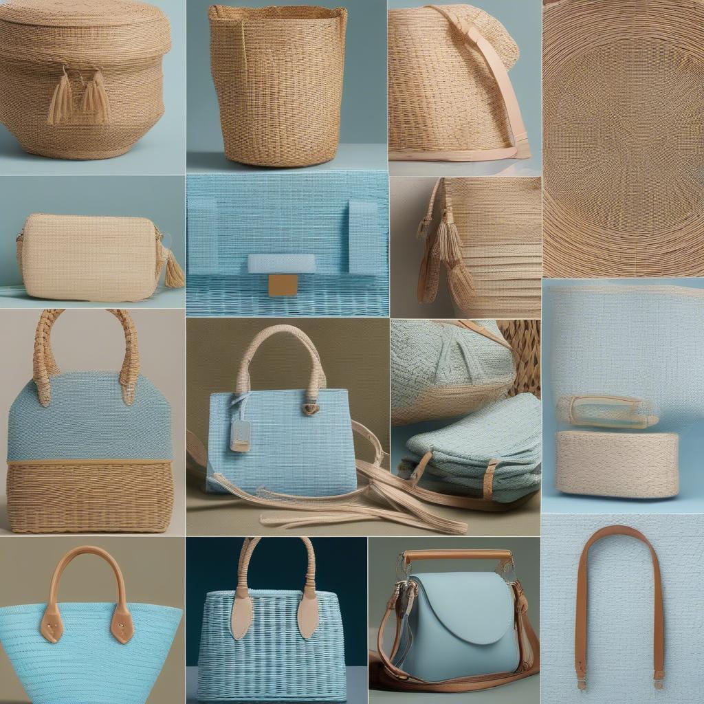 Light Blue Woven Bag Materials: Wicker, Rattan, Straw, and Synthetic Fibers