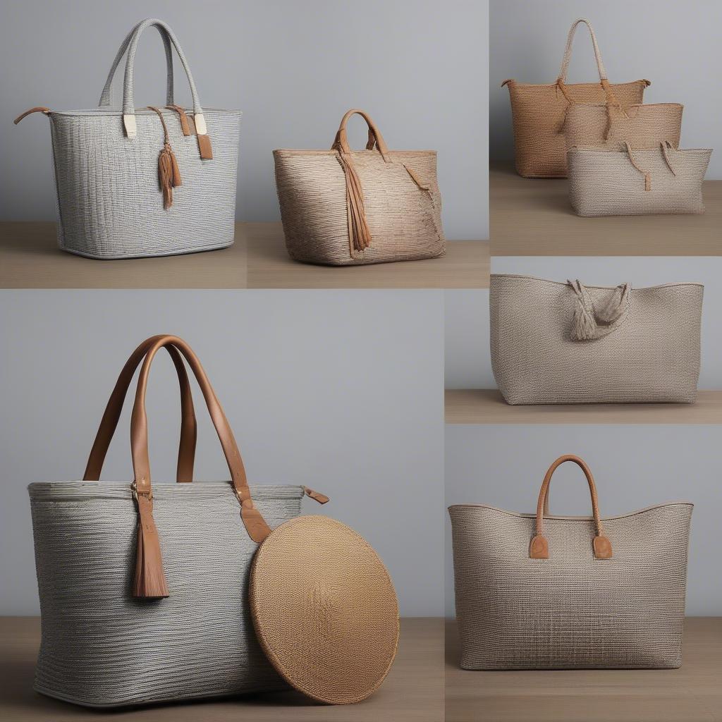 Different Materials for a Light Gray Woven Weekender Bag