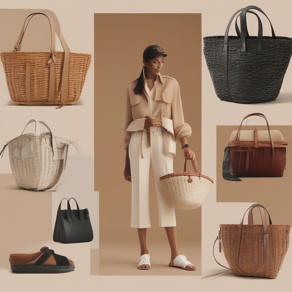 The Loewe basket bag styled with different outfits, showcasing its versatility and how it complements various styles.