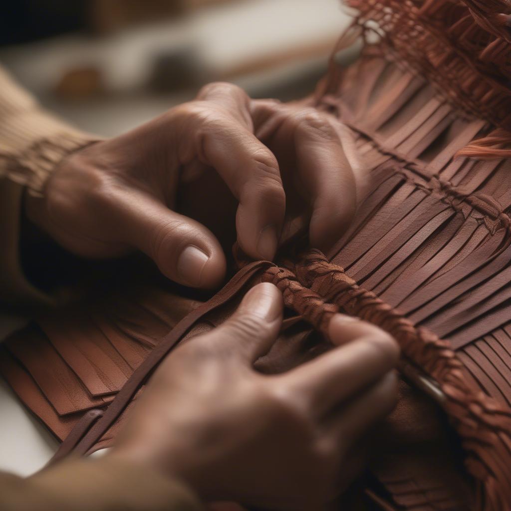 Artisan Weaving a Loewe Hammock Bag