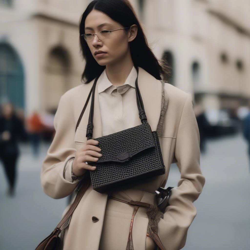 Loewe Woven Bag Street Style