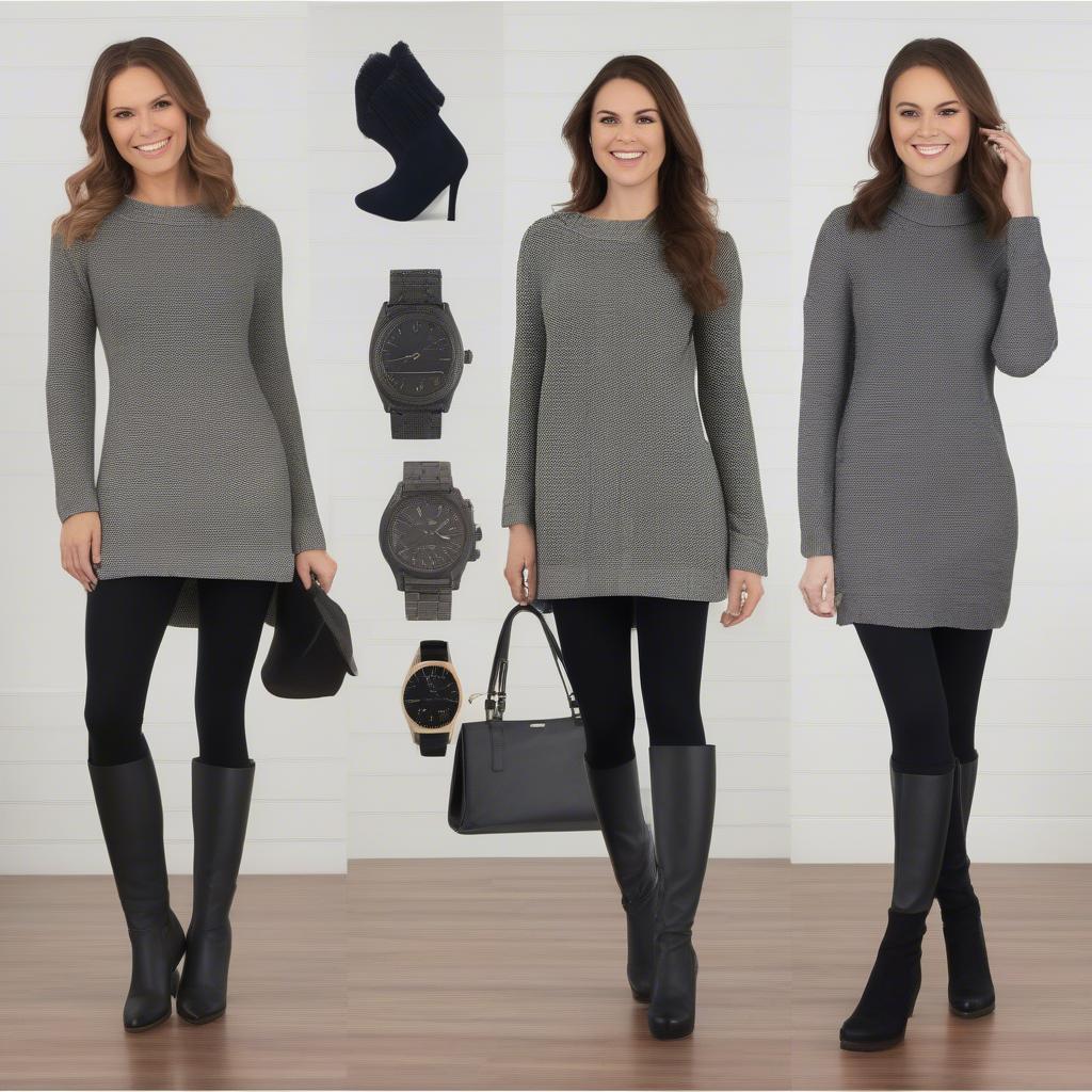 Different styling options for the loft basket weave sweater dress