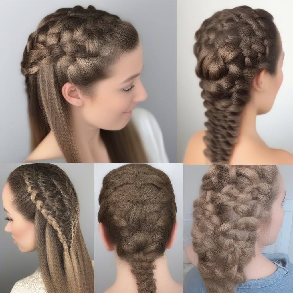 Various long hair basket weave braid styles