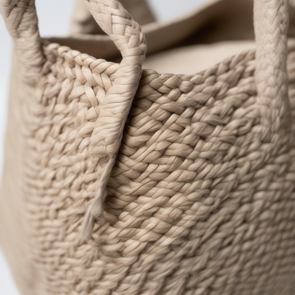 Close-up of a Lourmarin woven hobo bag, showing the intricate weaving detail and the natural fibers.