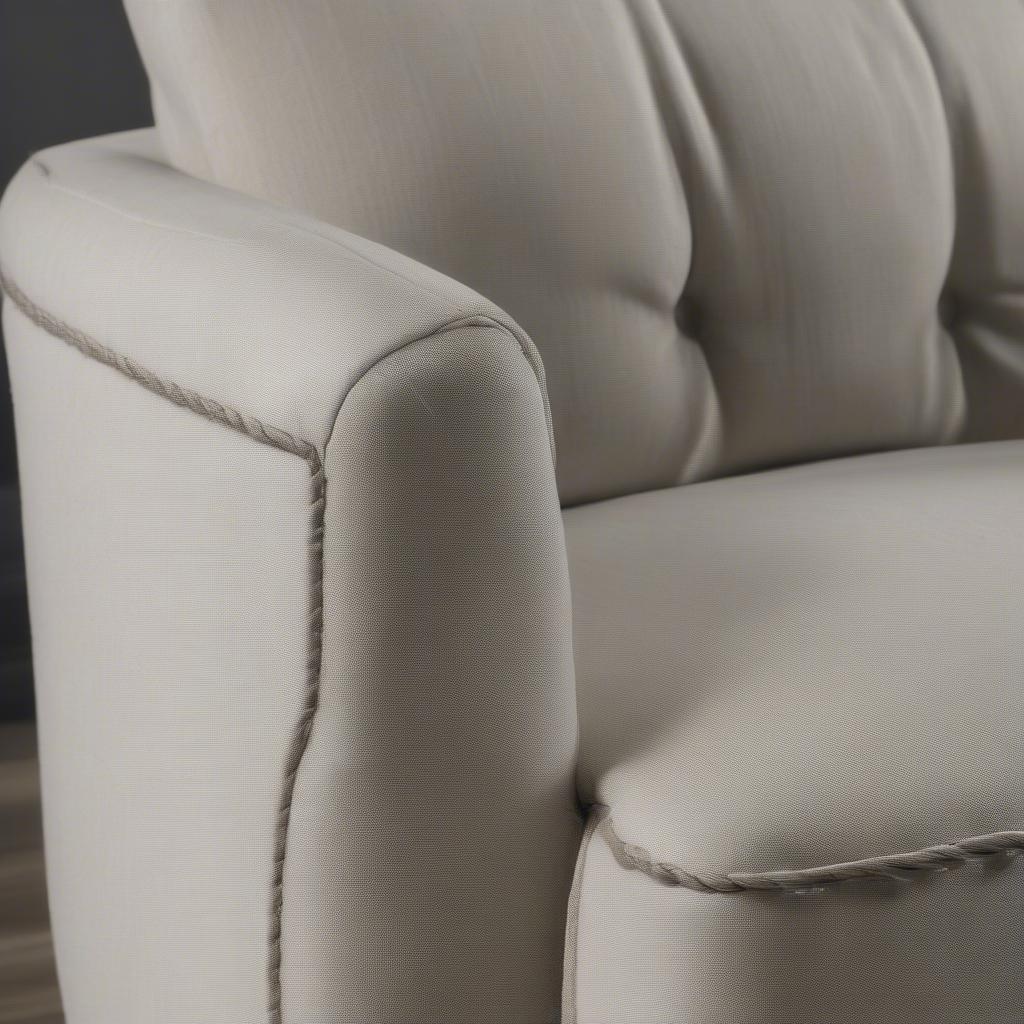 Close-up view of a Lucas Wire Base Chair with Linen Weave in Platinum finish