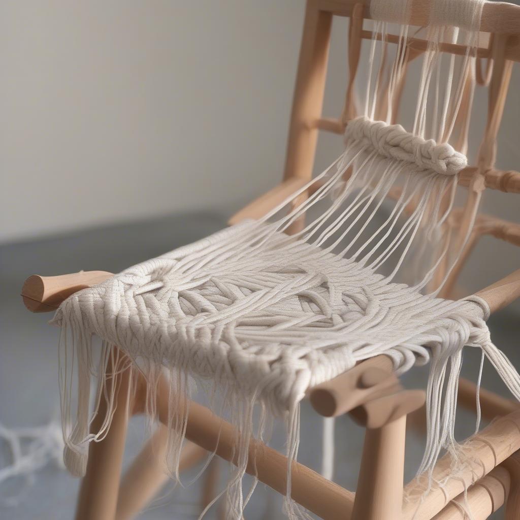 Weaving the Seat and Back of a Macrame Chair