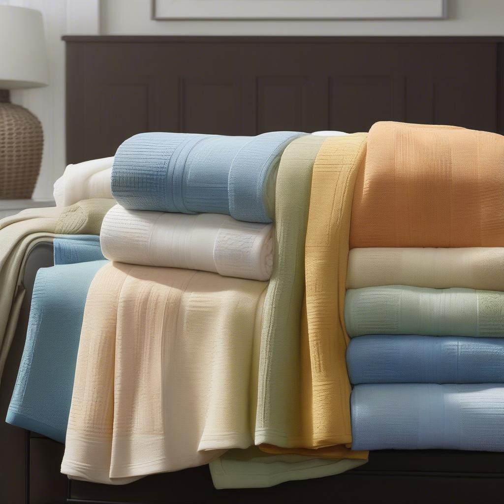 Madison Park Fresh Sun Basket Weave Cotton Blanket in different color options