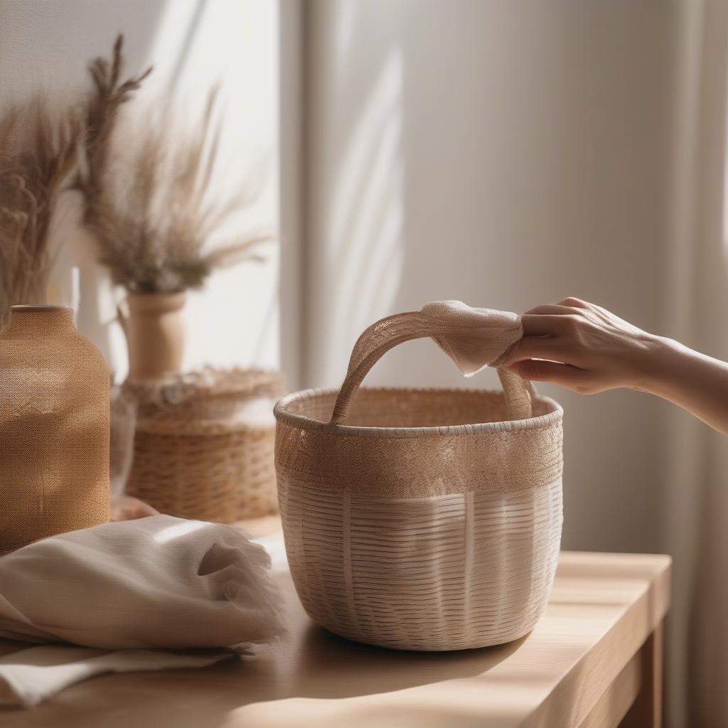 Maintaining a painted weaved basket