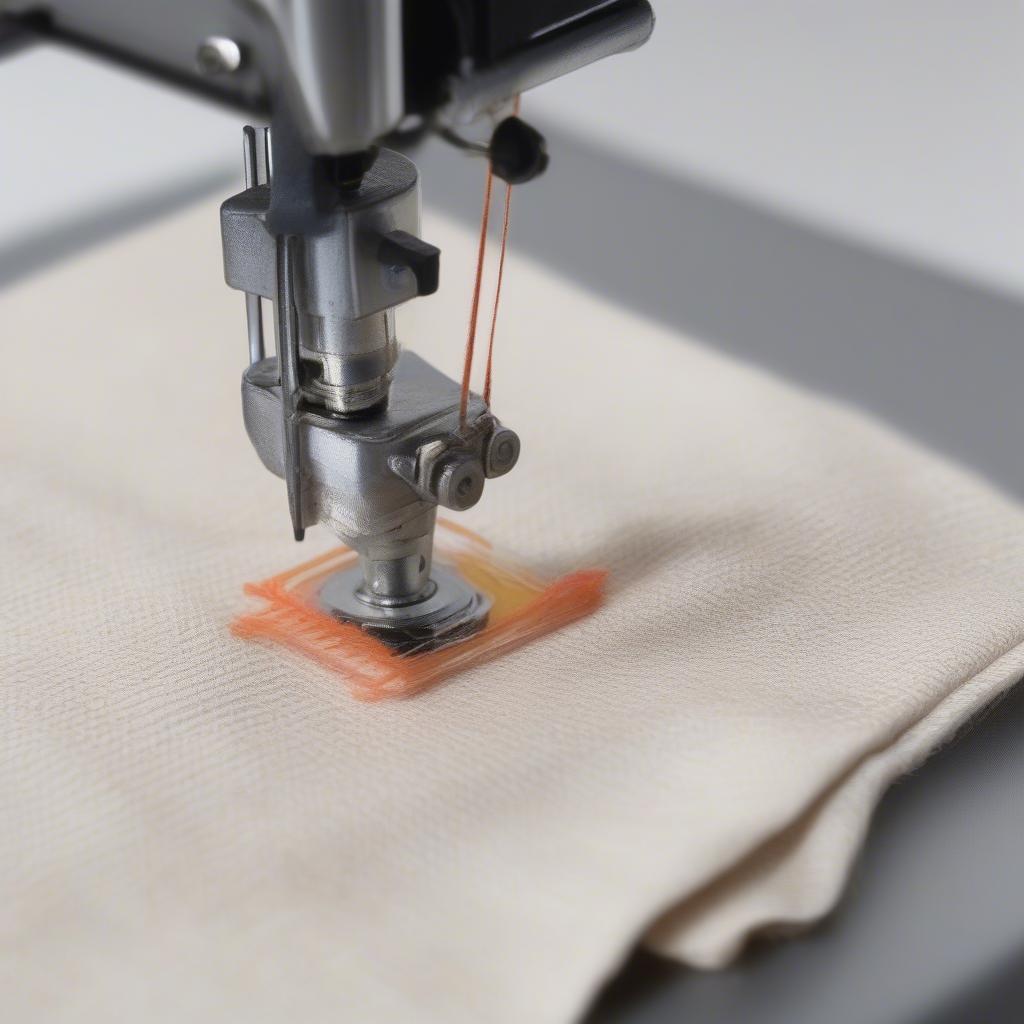 Maintenance procedures for a woven sack bag stitching machine.