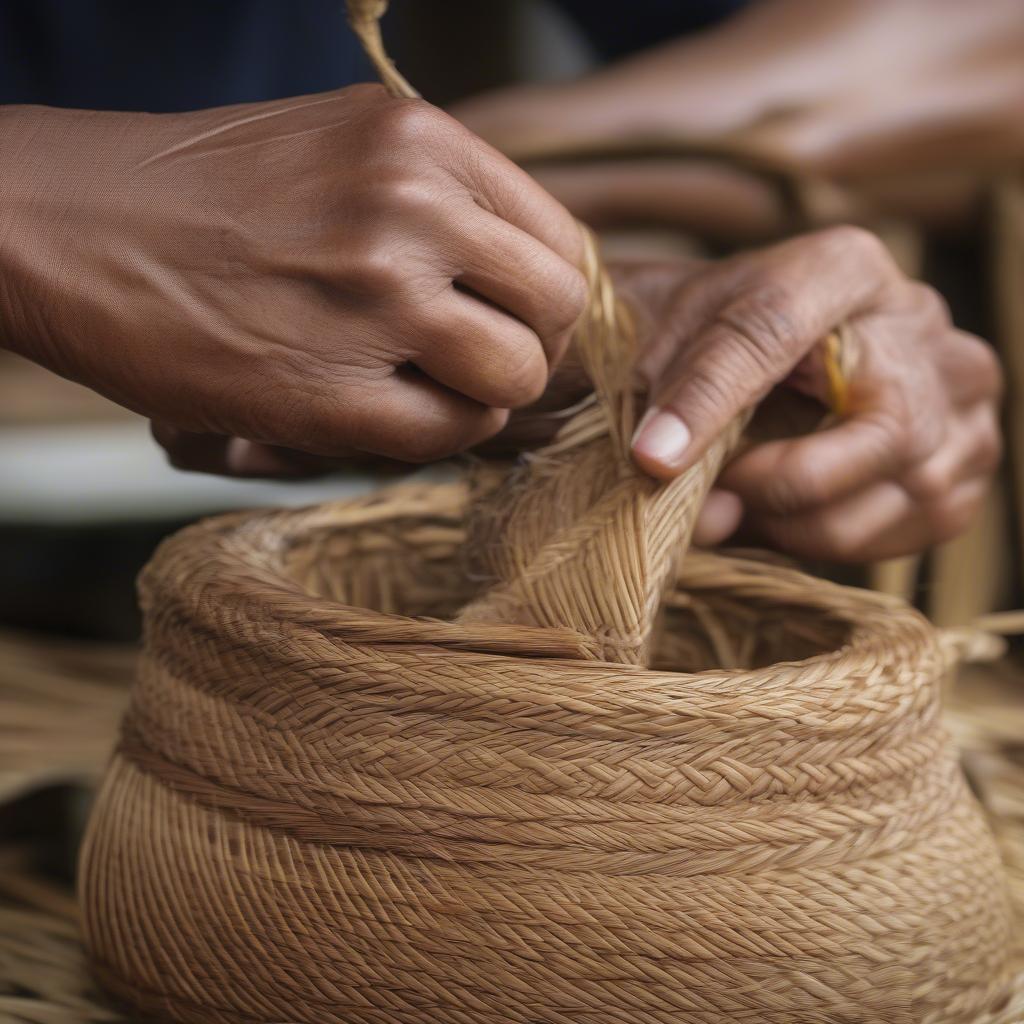 Traditional Malaysian Basket Weaving Techniques Demonstrated by Local Artisans