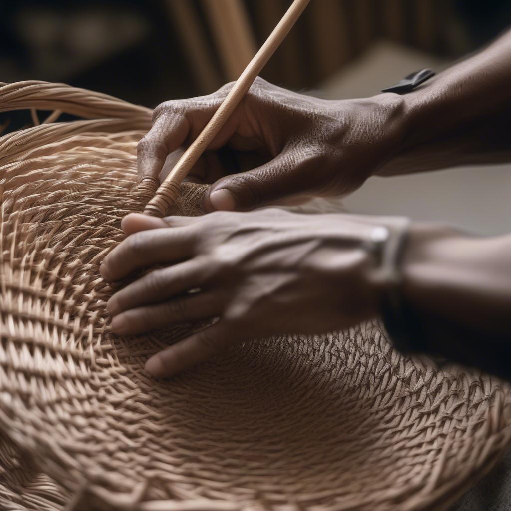 Man Weaving a Wicker Basket