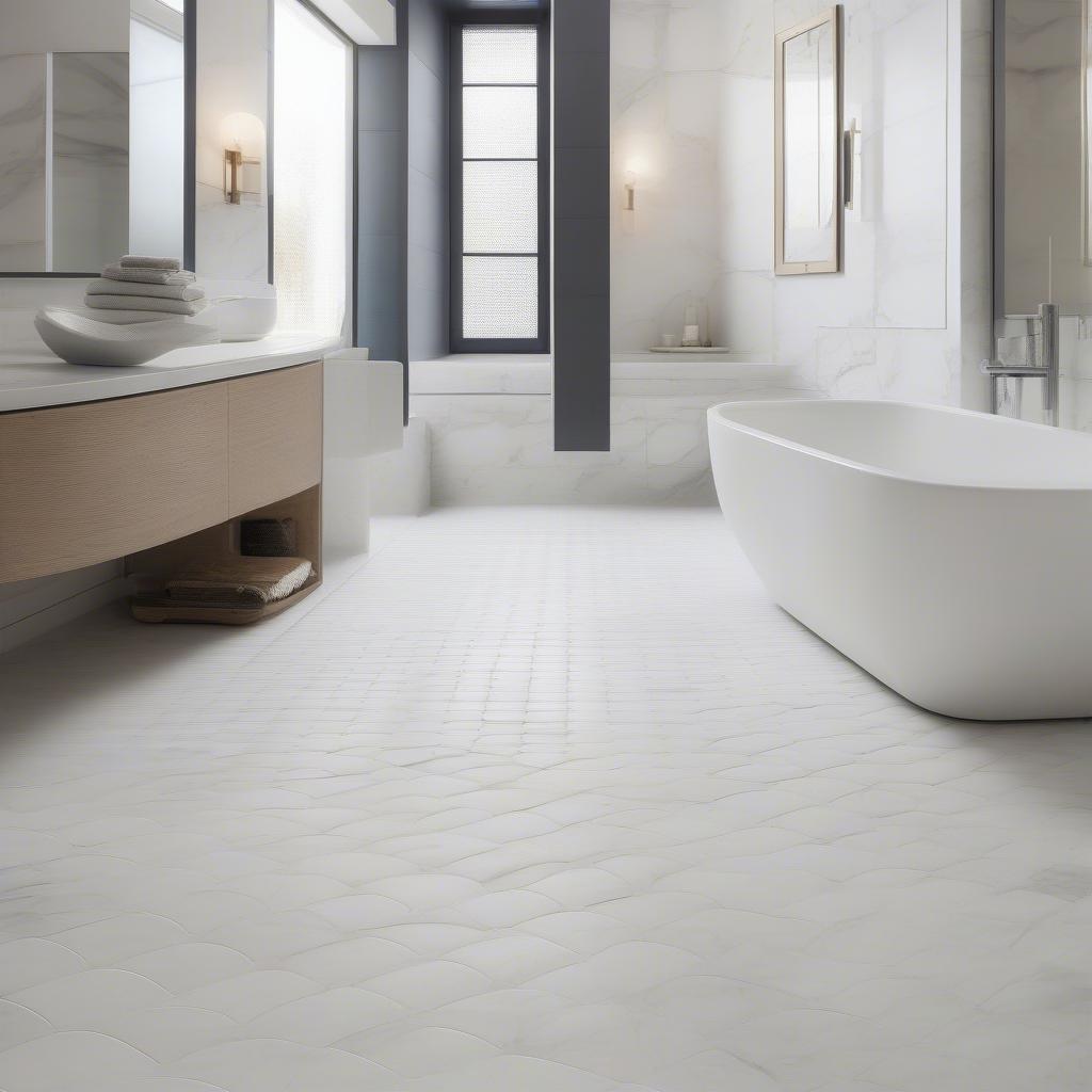 Marble Basket Weave Bathroom Floor