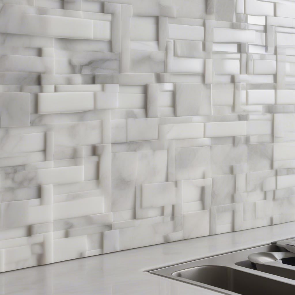 Marble Large Basket Weave Tile Kitchen Backsplash