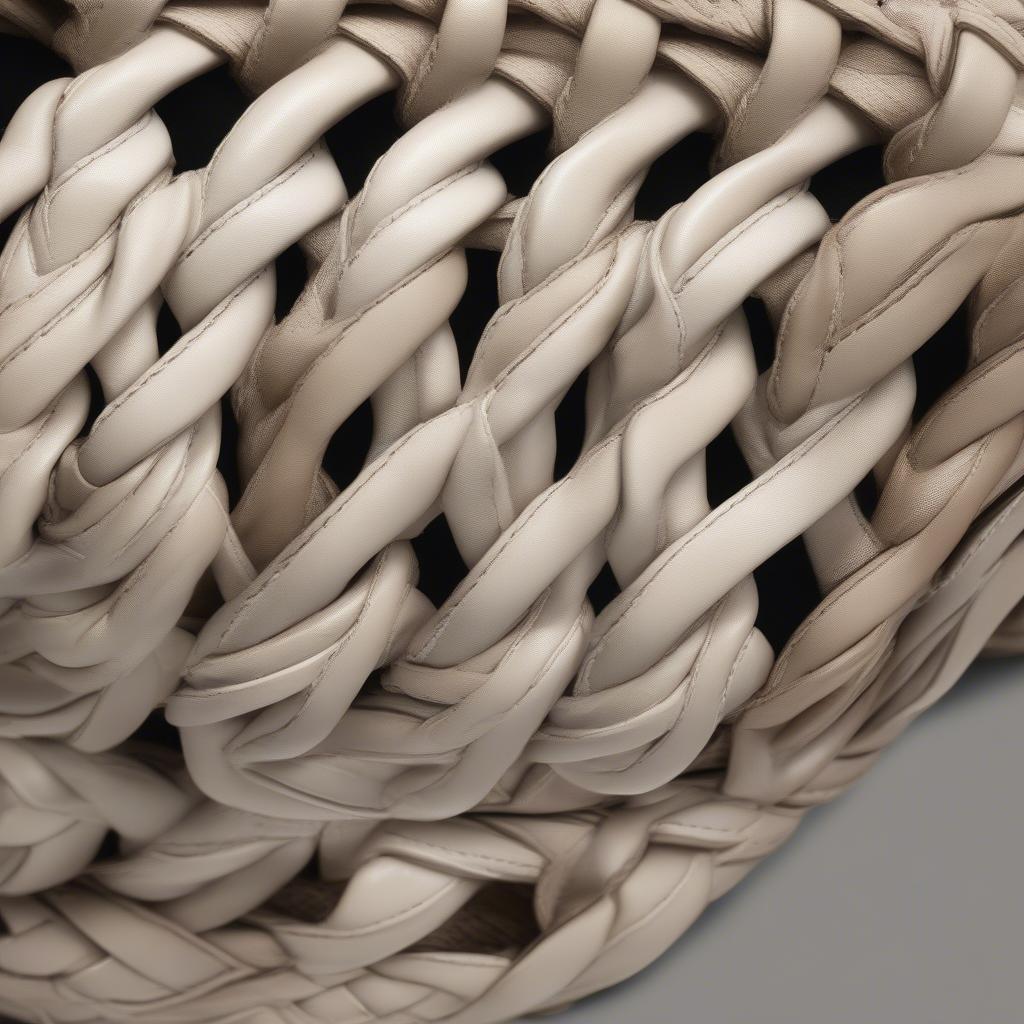 Detailed view of the weaving pattern on the Marc Jacobs bag, showcasing the precision and artistry of the craftsmanship.