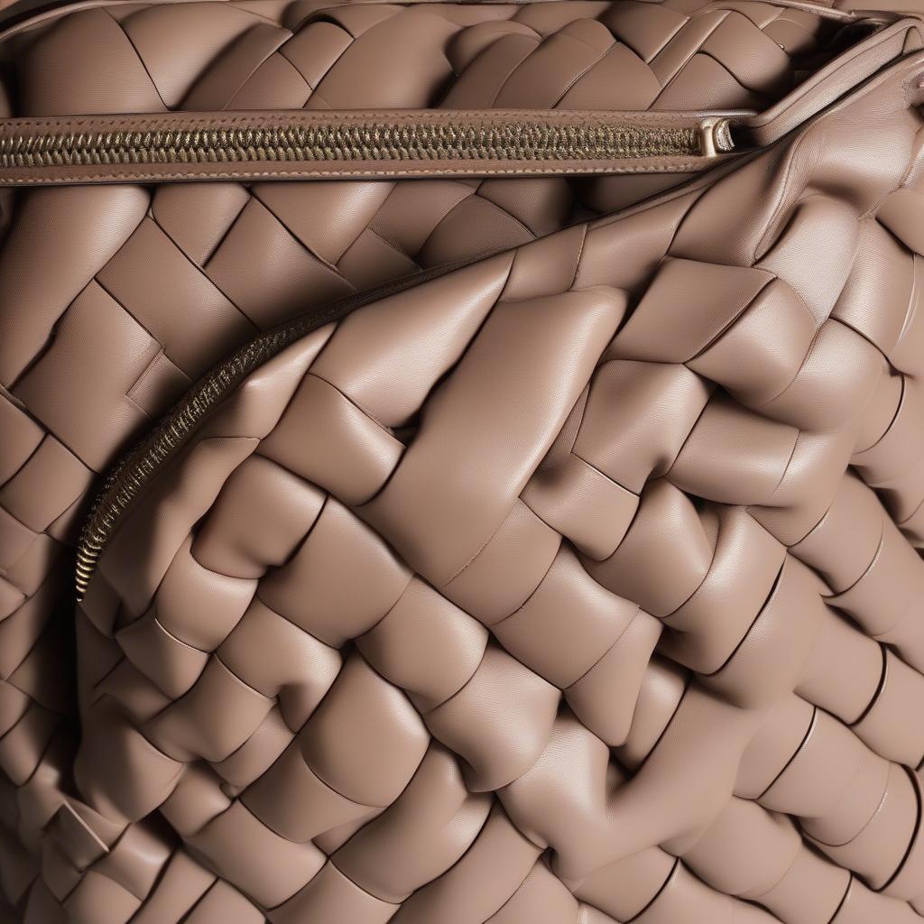 Close-up of the Marc Jacobs Woven Napa Frame Bag showing the intricate weave and supple napa leather.