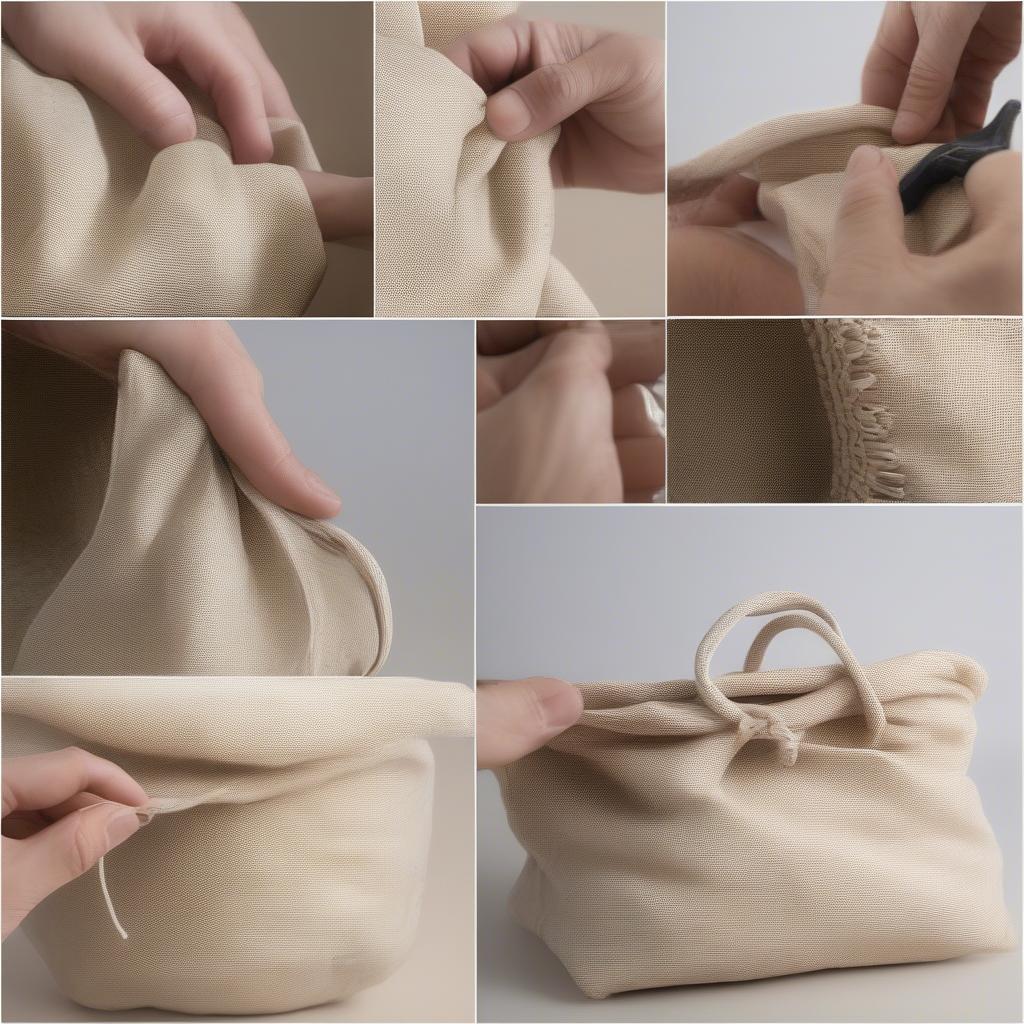 Visual guide on how to clean and maintain a Marcia Woven Crossbody Bag.