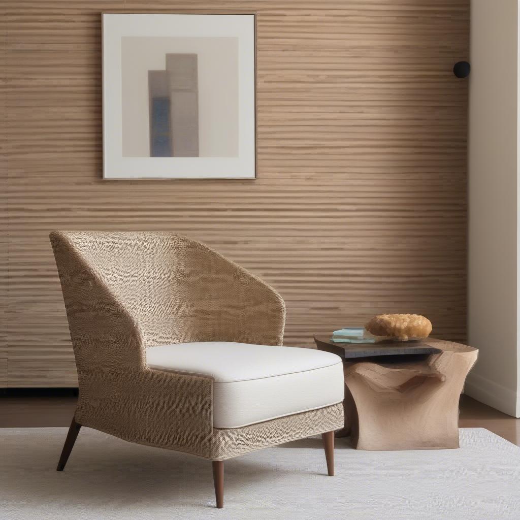 A Mariel Penner-Wilson weave chair in a modern living room setting