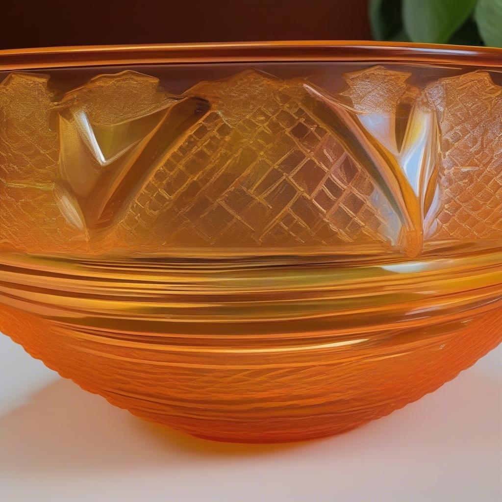 Antique Marigold Basket Weave Glass Bowl