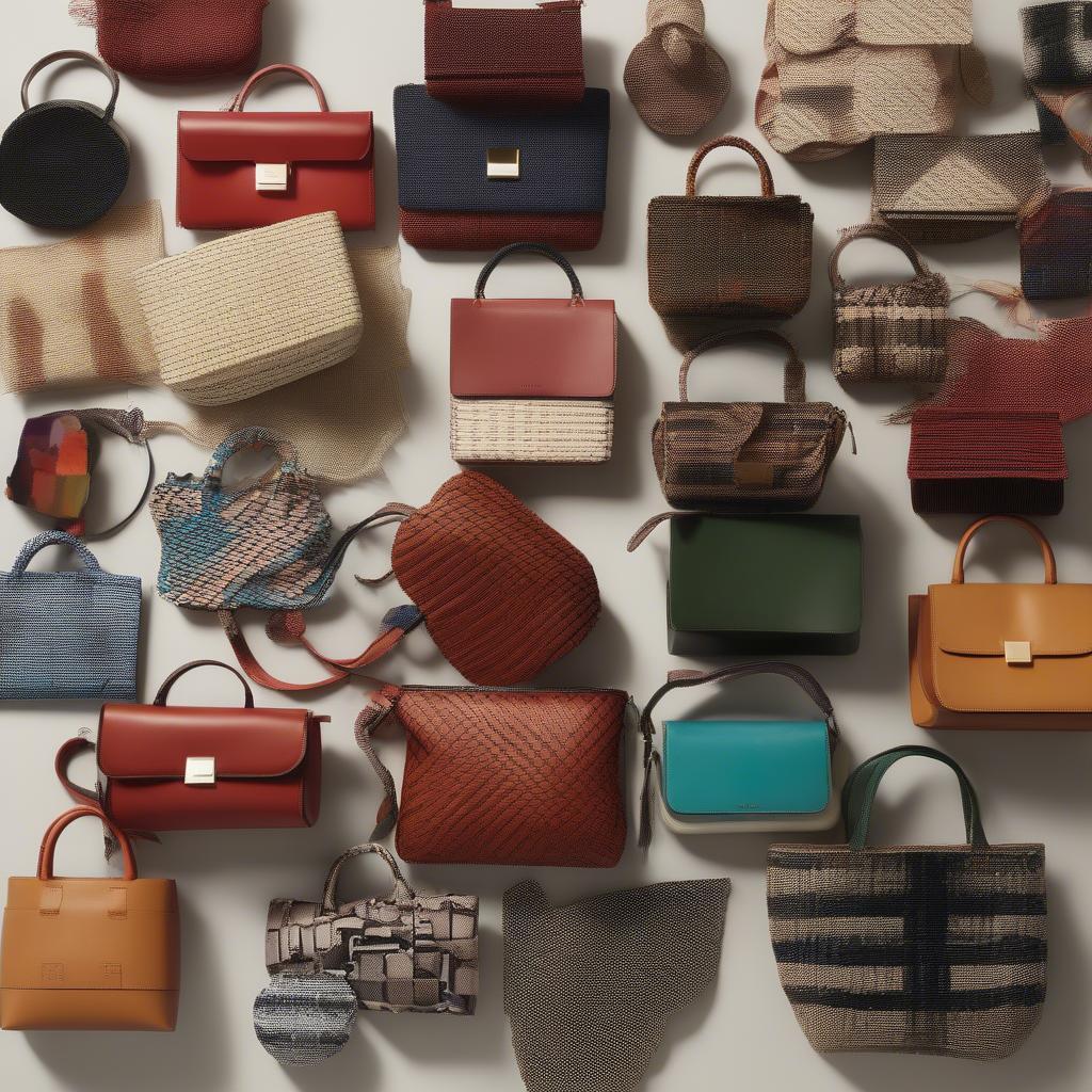 Collection of Marni weave bags showcasing different styles and colors