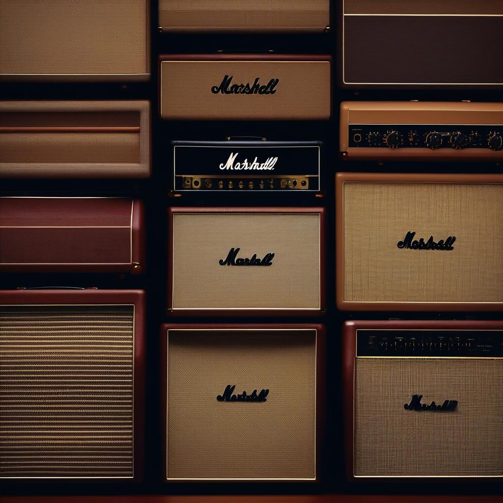 Early Marshall Amps with Basket Weave Grill Cloth