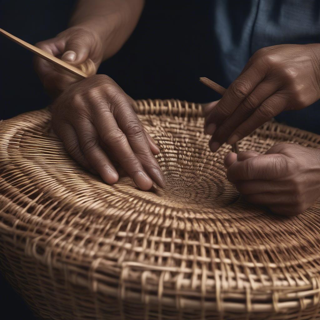 Master Basket Weaver Creating Intricate Design